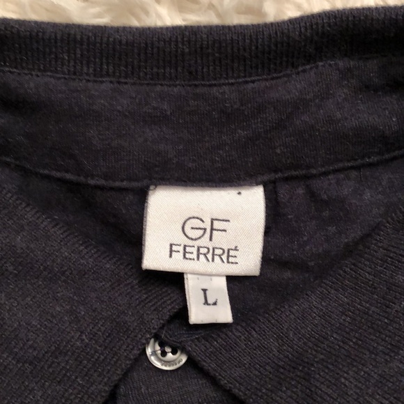 EUC GF Ferre Dark Blue Long Sleeve Collared Shirt with Embroidery - Picture 4 of 8